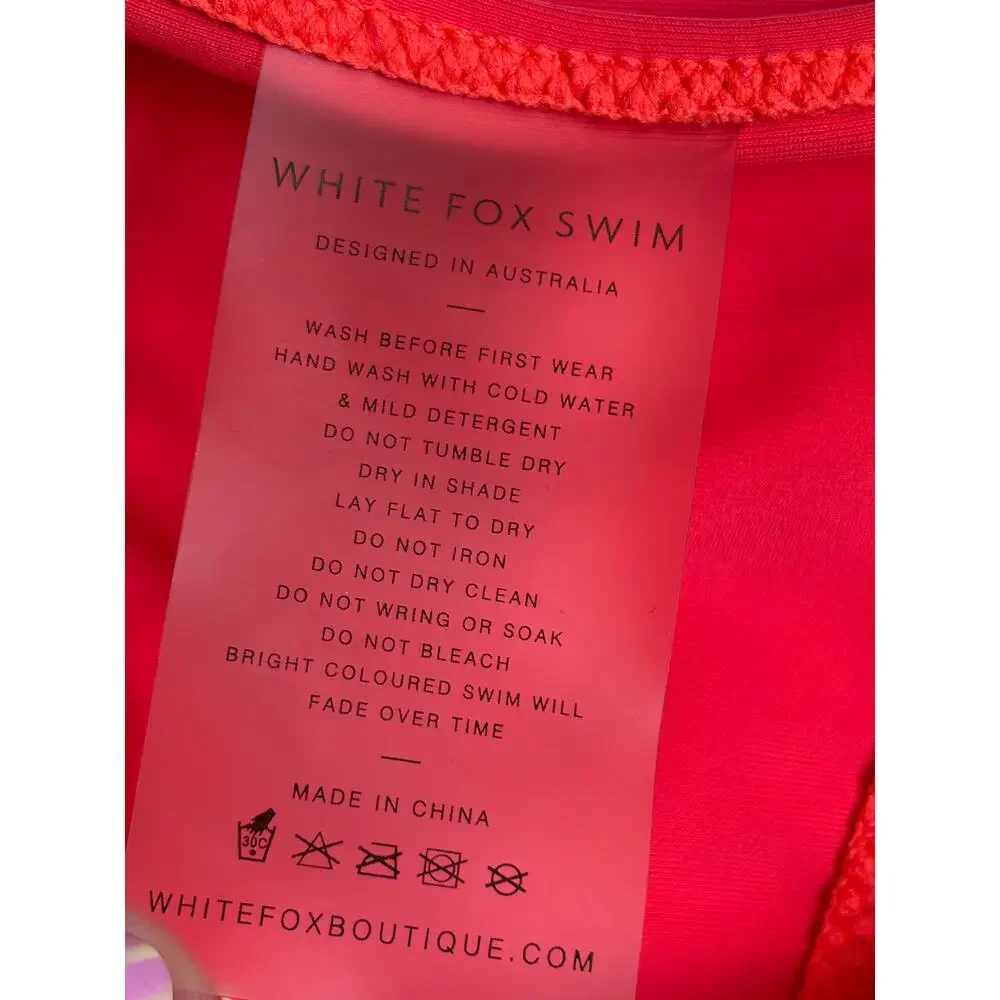 White Fox Thong Bikini (Hot Pink / Coral) - Extra Small (Top) / Medium (Bottom)